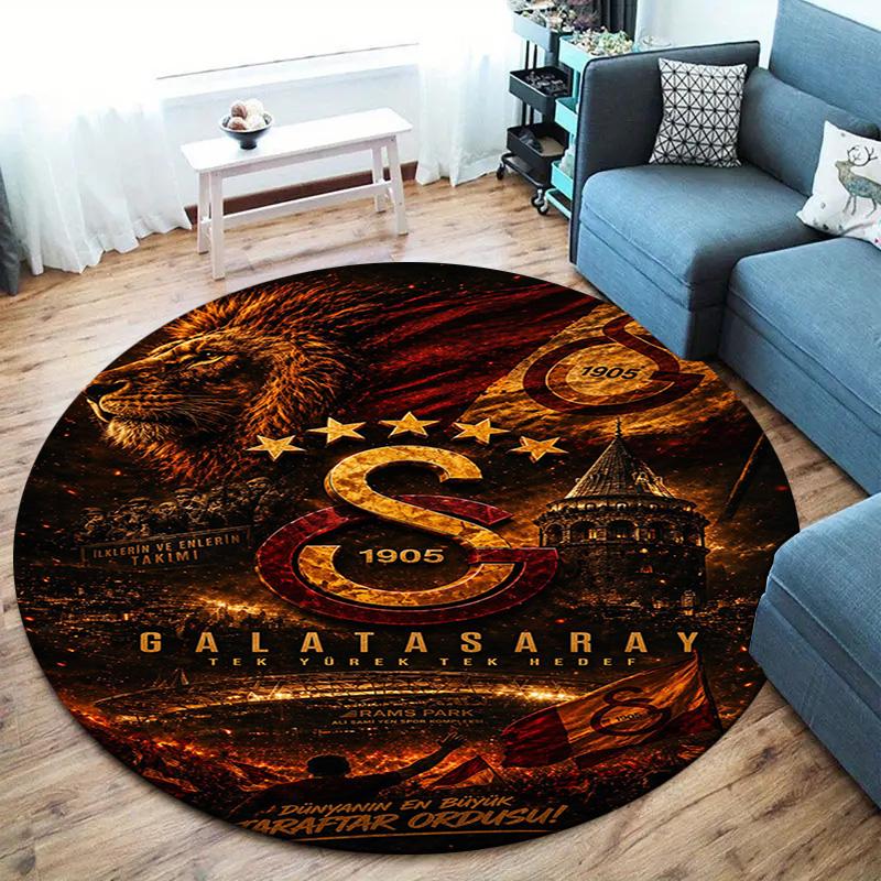 Круглый ковер Galatasaray S, Ковер для гостиной, спальни, дивана, игровой комнаты, Декор, Нескользящий коврик для пола