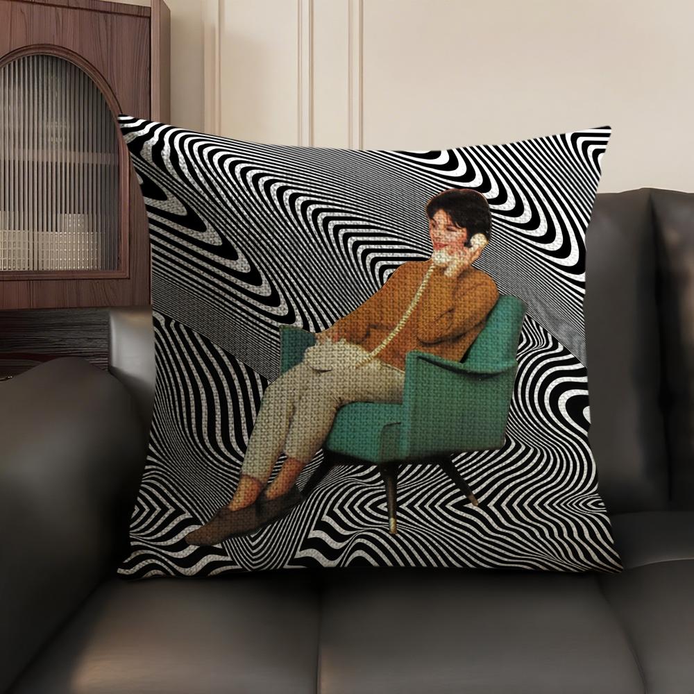 M-Мариано P-Печчинетти Op Art Наволочка Натуральный Лен Органическая Ткань Двусторонняя Печать Диван Домашний Декор Подарок Наволочка