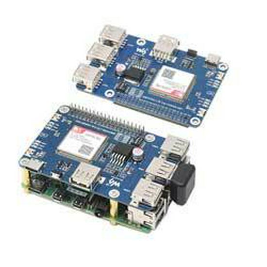 Raspberry Pi LTE-4G Cat-1 SIM7670G GNSS/USB HUB Expansion Board with 3 USB 2.0 Ports