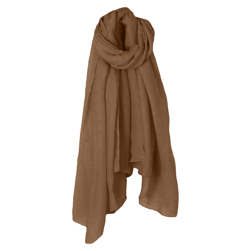 Cotton And Linen Scarf, Women's Spring And Summer, New Ethnic , Solid Color Shawl, Candy Color, Pleated  Scarf, Hijab Silk Scarf