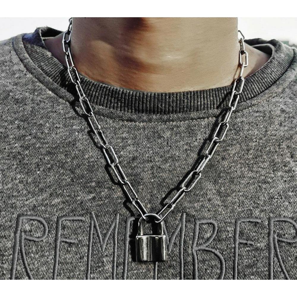 Любители золотого/серебряного цвета из нержавеющей стали скрепка Rolo Link Lock кулон ожерелье колье