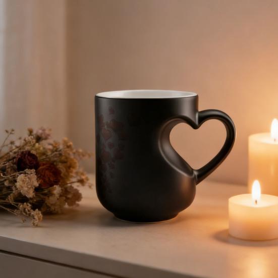 Кружка-сердце с меняющимся цветом 11 унций Магическая керамическая кружка раскрывает скрытый узор Кофейная кружка для горячих напитков Романтический подарок для любителей кофе и чая
