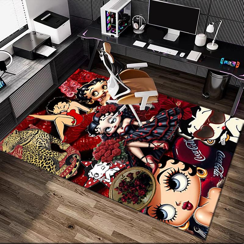 Betty Boop Print Area Rug, Multi-functional Office Chair Sofa Carpet, Easy Clean Carpet for Home and Living Spaces