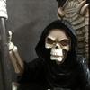 Evil Skull Grim Reaper On Bone Throne Statue Sculpture Figure Skeleton Stacked Skulls For Halloween Decoration Skull Collection