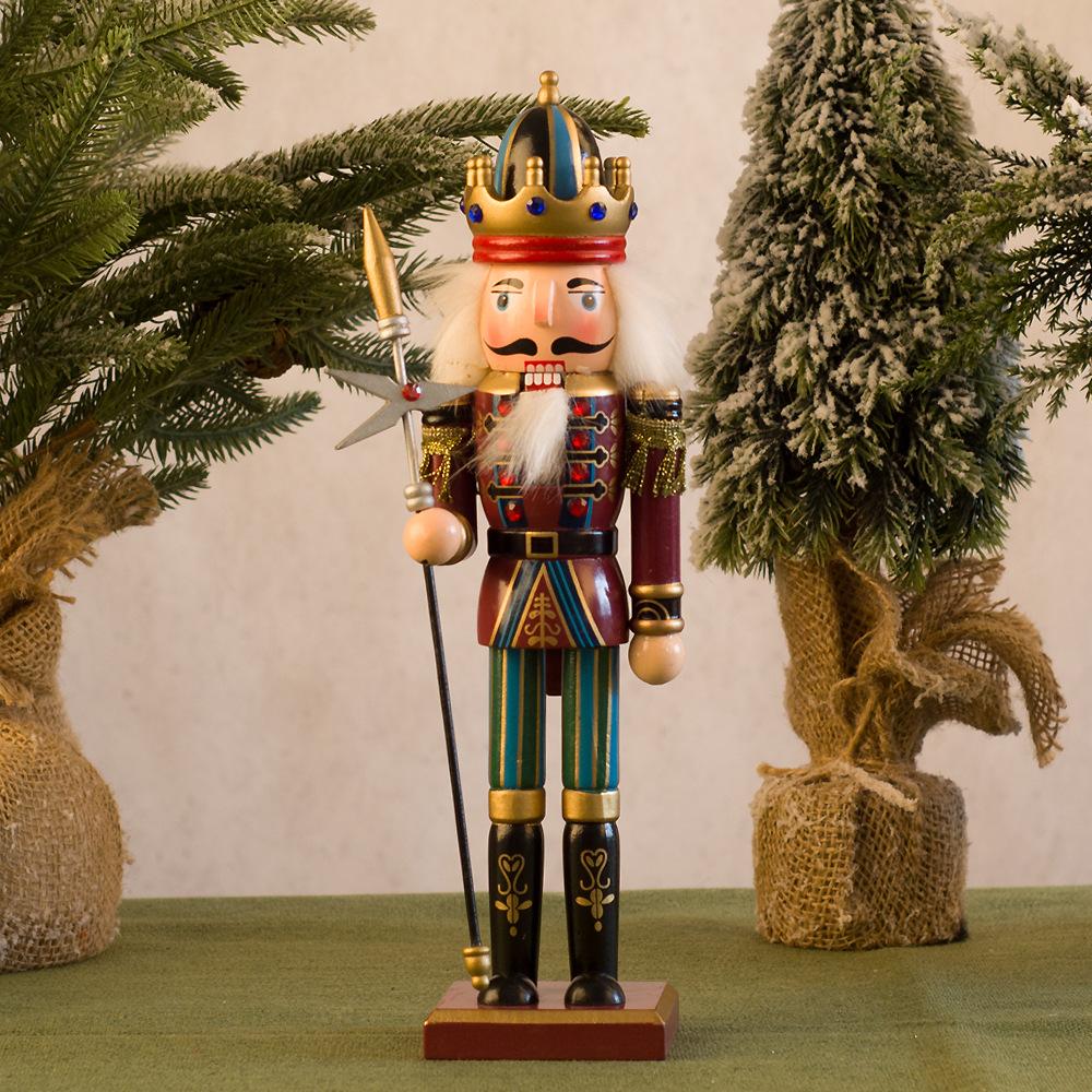 High Quality 30cm Wooden Christmas Nutcracker Soldier Ornament, Durable Holiday Decoration, Christmas Tree Display Supplies