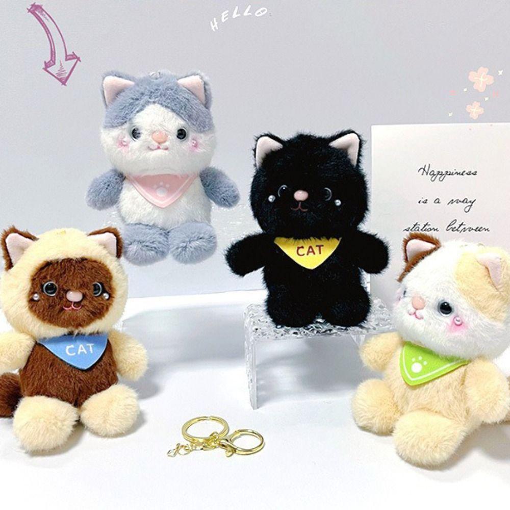 Stuffed Douding Cat Doll Figures Cartoon Cat Doll Pendant Anime Doll Cat Plush Doll Keychain Girls
