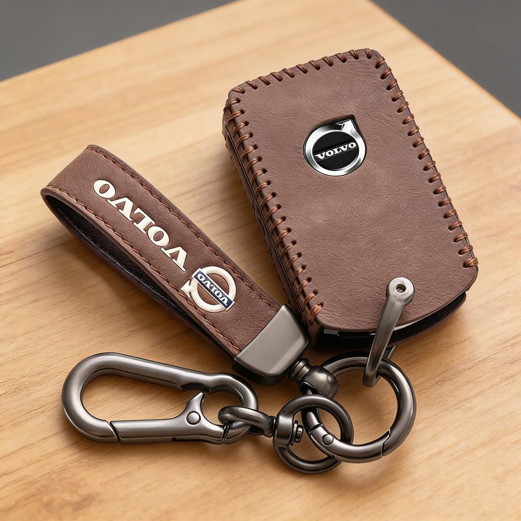 hzmuq8 New Leather Car Smart Remote Key Case Cover Holder Shell Fob For Volvo XC60 XC40 XC90 S90 V60 S60 V90 C40 Polestar 1 Polestar 2