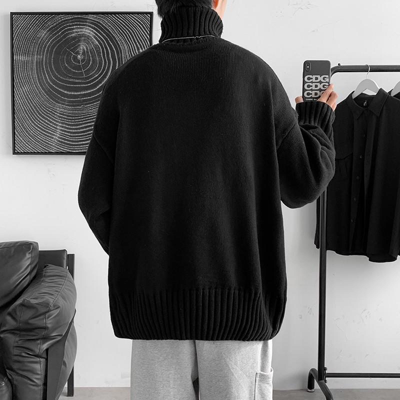 Корейский модный свободный свитер с высоким воротом для мужчин - осень/зима в стиле Гонконга