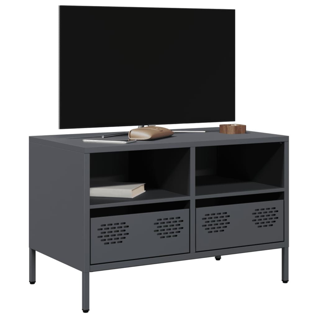 Vidaxl Szafka Rtv, Czarna, 68X39X43,5 Cm, Stal Walcowana Na Zimno