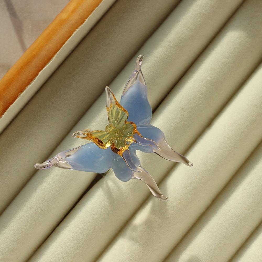 Exquisite Colorful Flower Ring Glass Crafts Chinese Dragon Ring Glaze Butterfly Ring Party Favors
