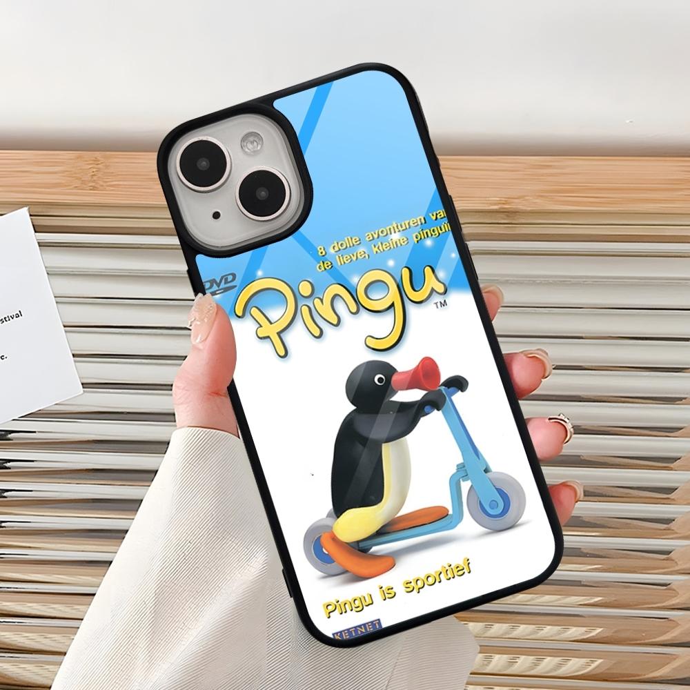 Мультяшный чехол для телефона с пингвином Пингу для iPhone 16 Pro 15 Pro Max 14 12 11 13 Mini 8 7 Plus X Xs XR, PC+TPU, Дизайнерская крышка