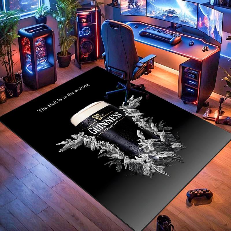 Guinness Stout Logo Rug, suitable for living room, bedroom, game room, computer room and home décor.