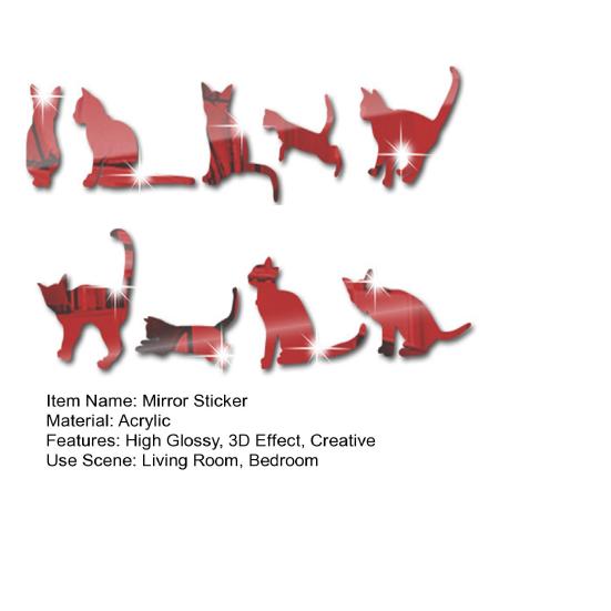 9шт/набор многоразовые наклейки на стены самоклеящиеся модные 3D-эффект наклейки на окно для кошек