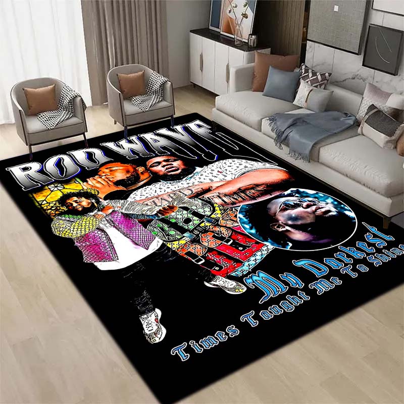 3D Hip Hop Rapper Carpet Rod Wave Home Living Room Bedroom Decoration Flannel Comfortable Anti slip Area Corridor Carpet Gift