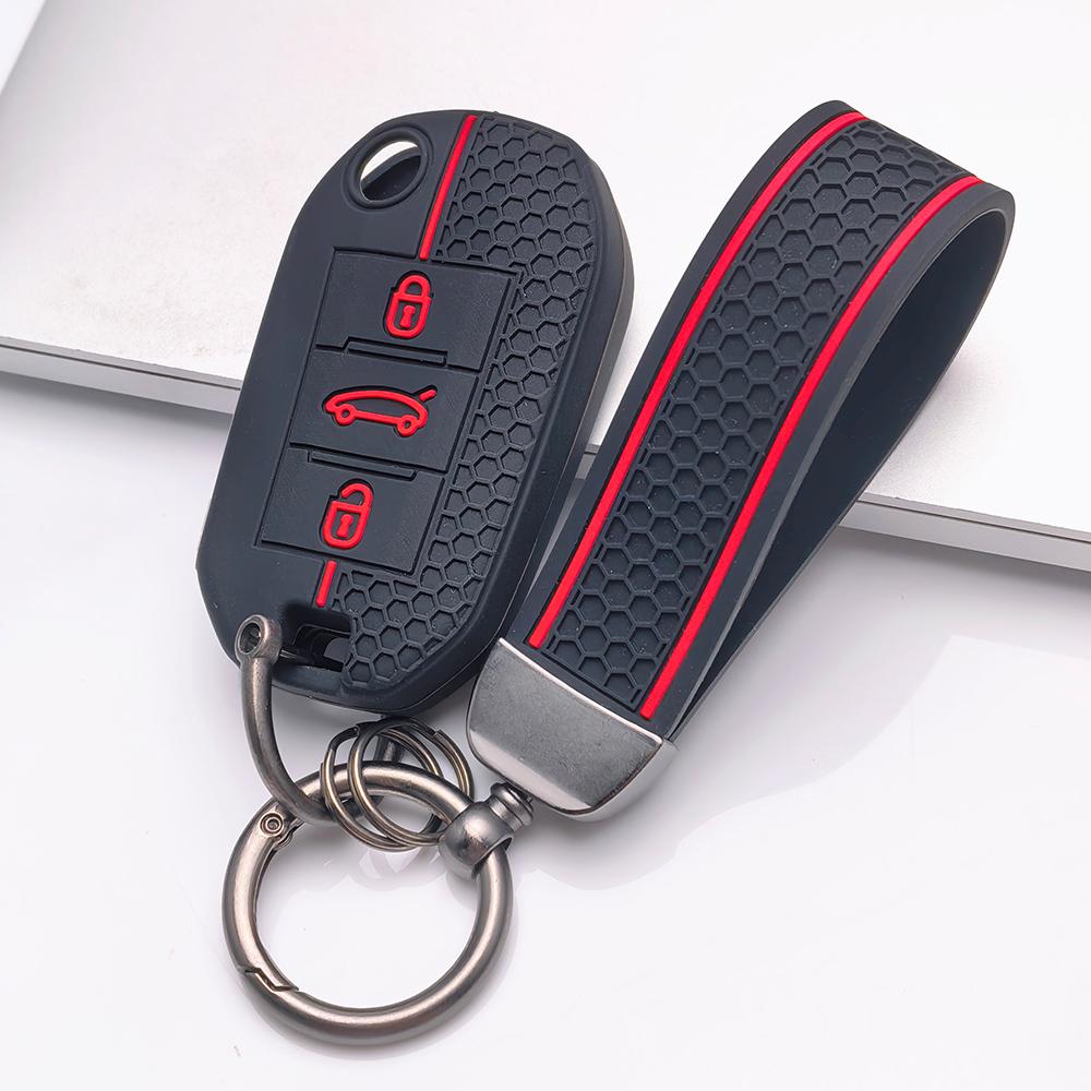 Чехол для брелока для Peugeot 3008 5008 208 308 408 508 4008 C3 с брелоком, поверхность устойчива к царапинам, ударопрочная конструкция, текстура с мягким захватом