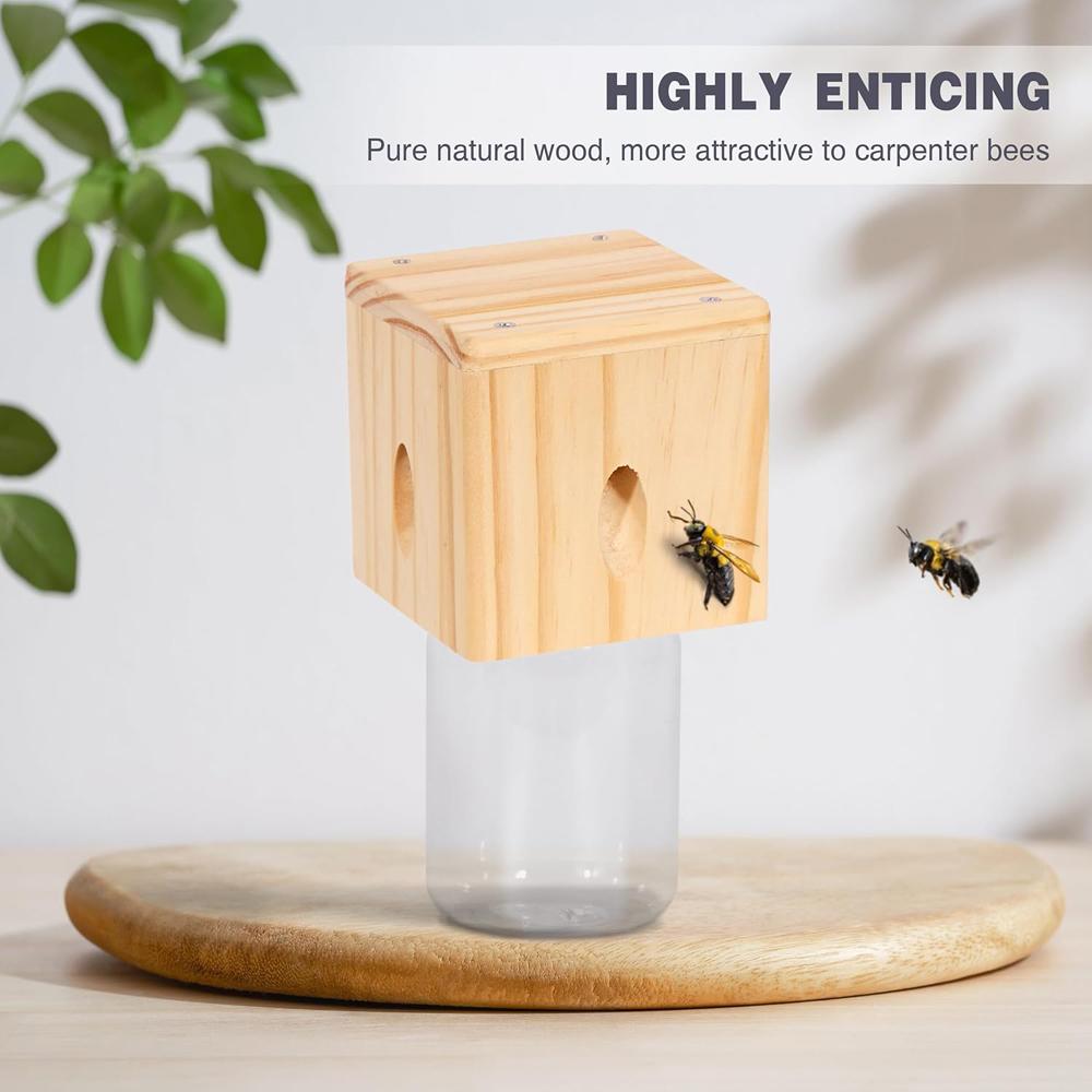 Carpenter Bee Trap for Outside - Pentroof Style Nature Hanging Wood Carpenter Bee Traps -Insect Traps with Removable Vault
