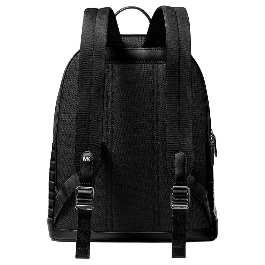 Michael Kors MK Hudson Metal Logo Zipper Closure Leather Backpack Men backpack Black 33F4LHDB2K-BLACK