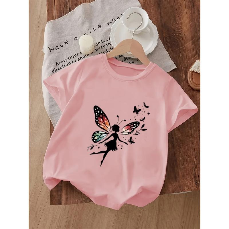 Kids Butterfly Wings Print Crewneck Short Sleeve Tee