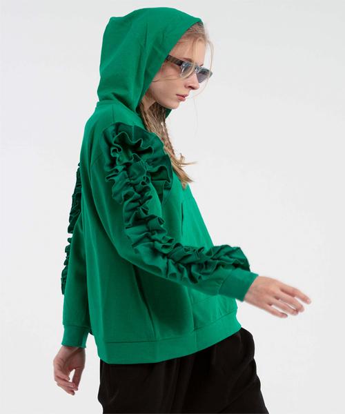 Green Ruffle Hoodie