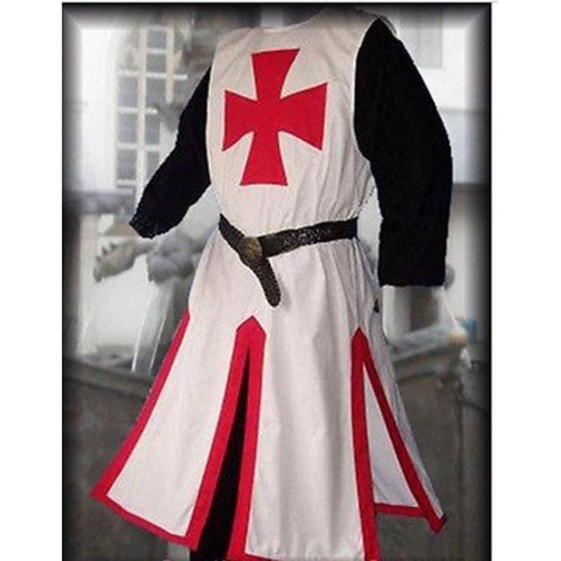 S ~ 4XL плюс размер мужской средневековый косплей костюм с поясом халаты тамплиер рыцарь крестоносец пальто с длинным рукавом реконструкция