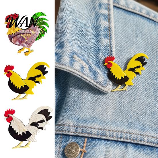 Funny Thanksgiving Accessory Chicken Rooster Brooch Pin, Acrylic Lightweight Farm Cute Animal Jewelry, for Backpacks Hats Jackets Scratch-resistant