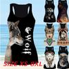 3D Print Love Tank Tops for Women Workout Horror Wolf Printed Summer Sport Shirts Plus Size Vests