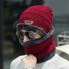 Suit Hat Men's Winter Scarf Gloves Three-piece Scarf Integrated Fleece Warm Winter Knitted Hat
