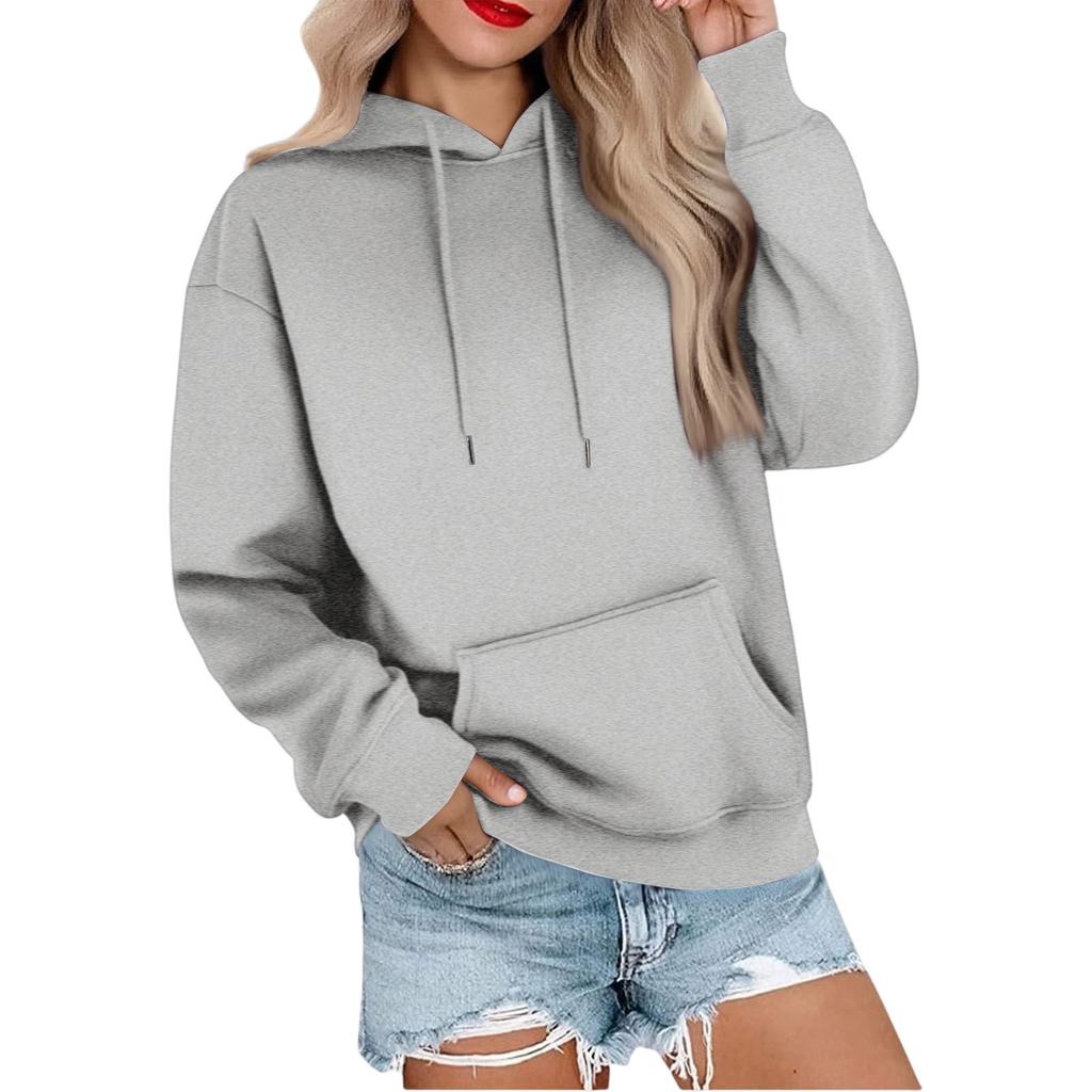 Женская повседневная свободная спортивная толстовка с капюшоном и рукавами реглан из гладкой ткани