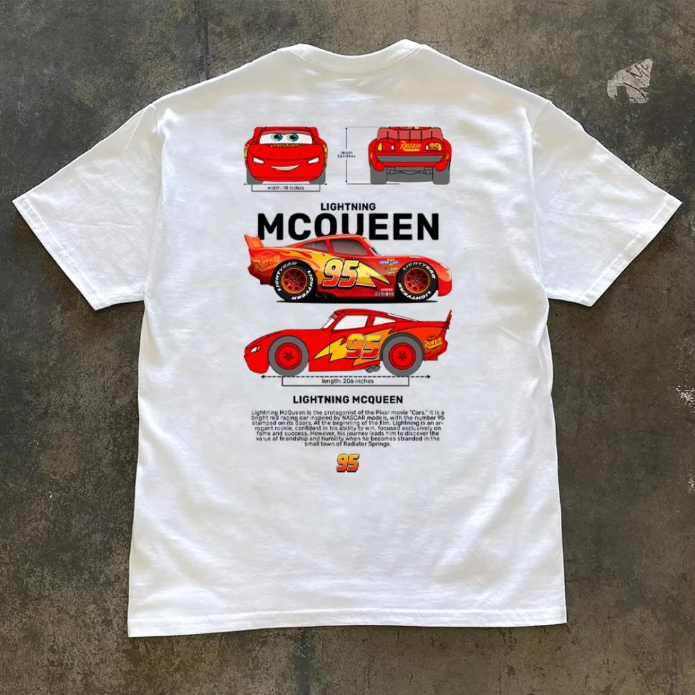 Disney Cars Lightning McQueen Printed Summer TShirt Casual Sports Short Sleeve Family ParentChild Short Sleeve Unisex Cotton