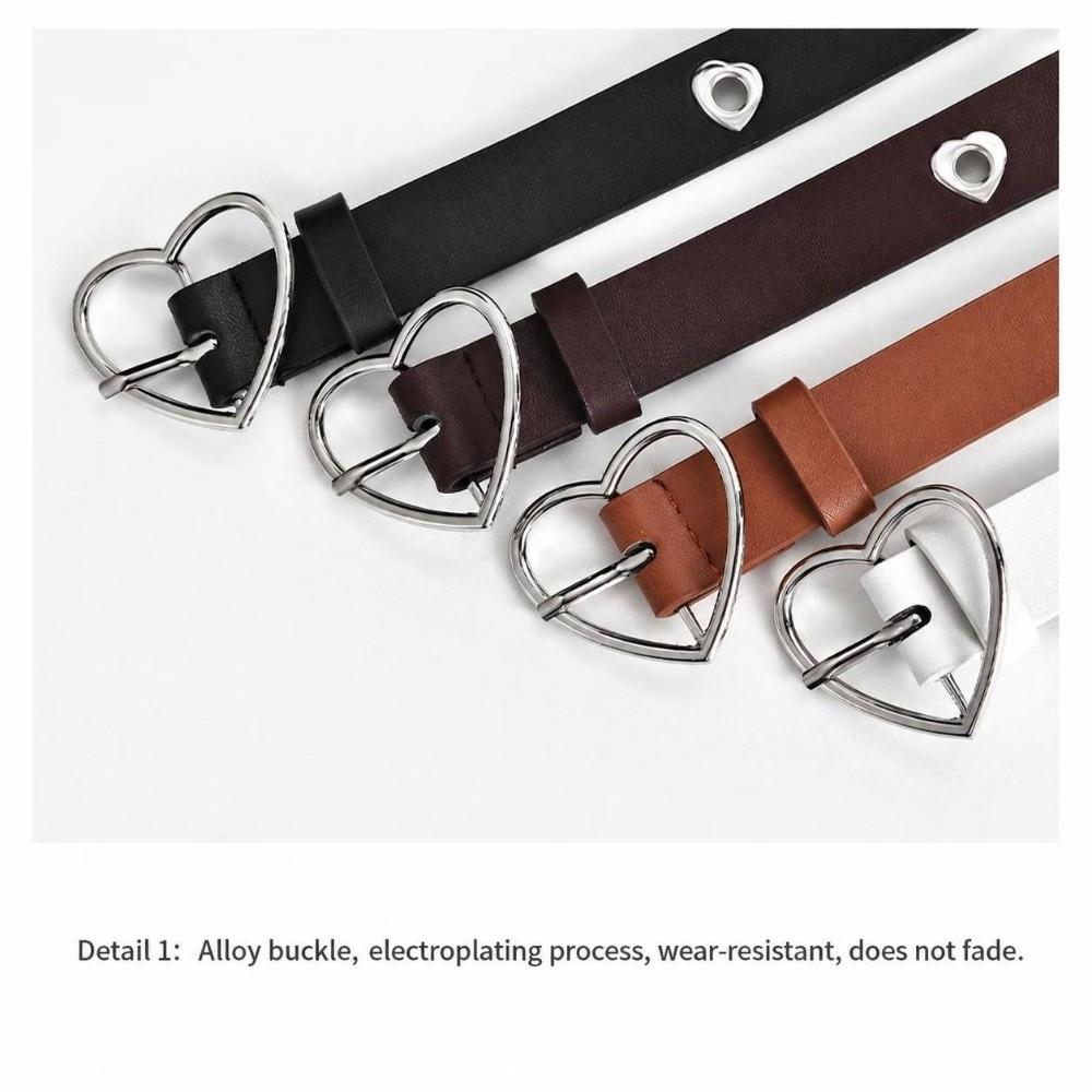 Versatile Faux Leather Belt Adjustable Decorative Waist Belt Cool Heart Buckle Belt For Women