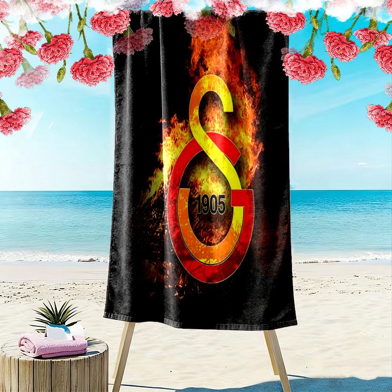 Galatasaray Crest Print Beach Towel, Large Soft Quick Dry Towel for Beach Camping Swimming