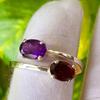Кольцо из серебра 925 пробы с натуральным гранатом и аметистом, размер 9,25, подарок