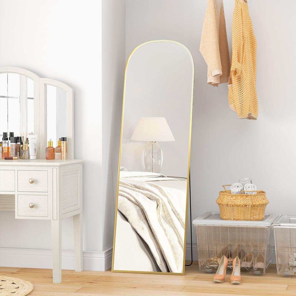 Standing Mirror, Full-Length Mirror, Modern Design, 50 cm x 1.5 cm x 170 cm, Gold