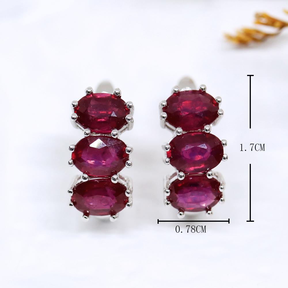 Драгоценные настоящие драгоценные камни Натуральный рубин Серьги из серебра 925 пробы Камень июля Элегантные украшения для женщин Подарки на помолвку и годовщину