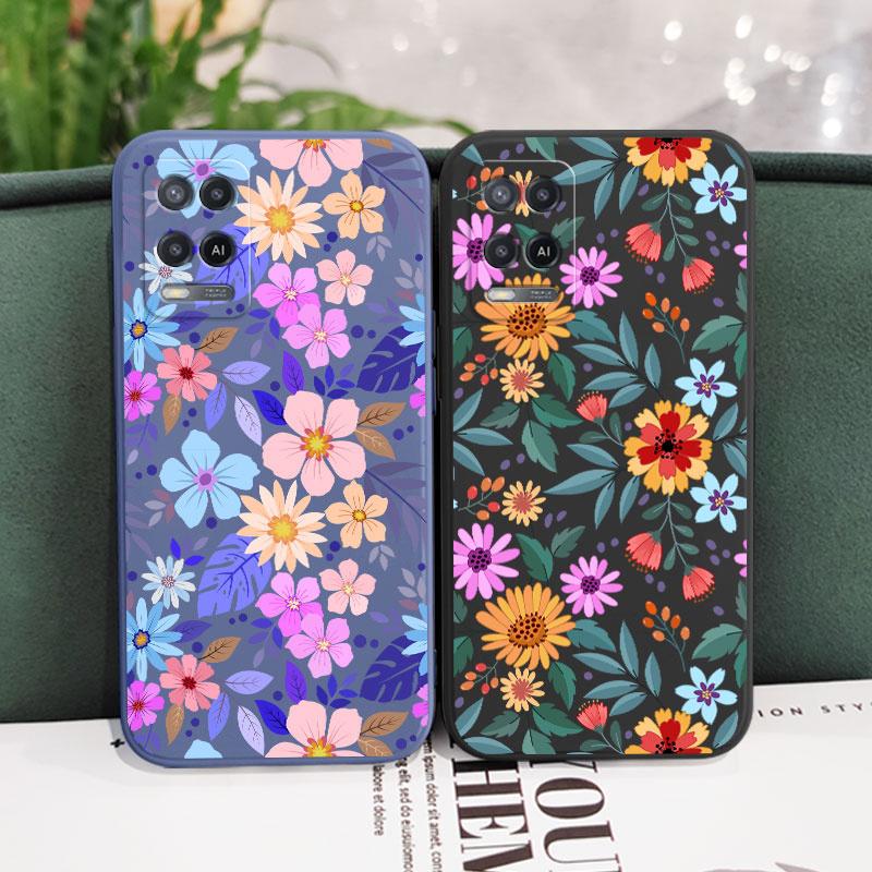 Яркий Цветочный Чехол Для Телефона Для OPPO A54 A74 A57 A96 A76 A36 A95 A12 A15 A15S A16 A16K A9 A5 2020 Reno 7 7Z 6 5 F9 4G 5G