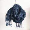 Navy Blue Scarf Japanese Style Pure Linen Printed Women'S Scarf Beach Sunscreen Silk Scarf