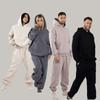 Comfrt Solid Color Embroidery Fleece Oversize Couple Hoodie Casual Loose Sweatpants Set
