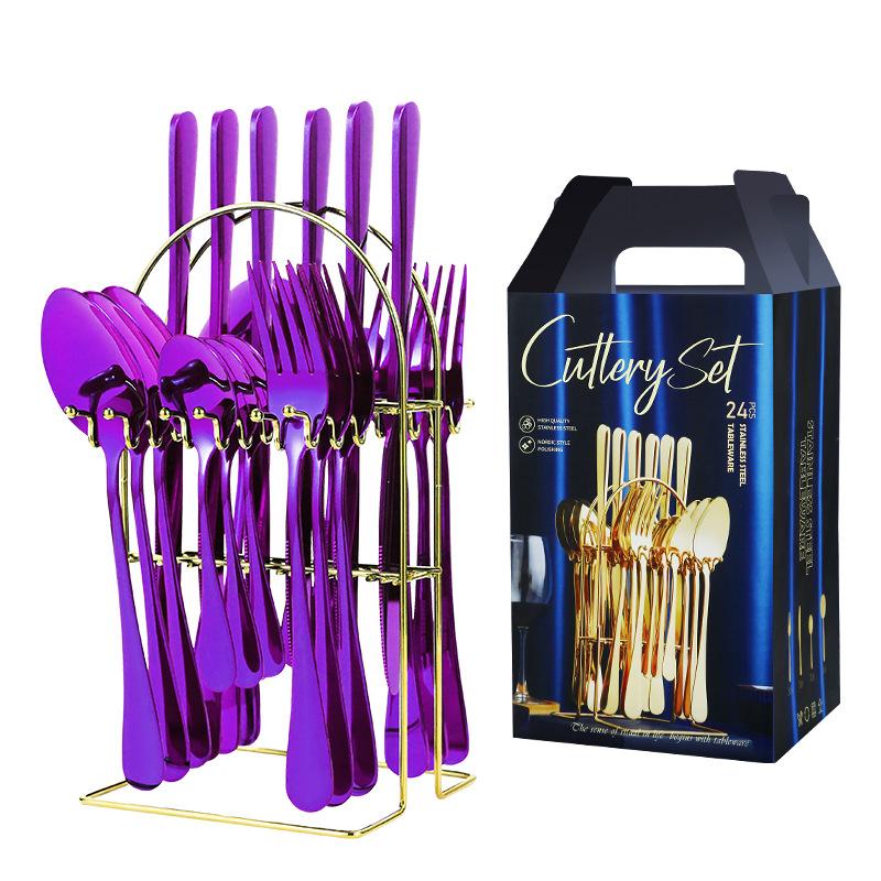 24 Pieces Luxury Tableware Cutlery Set Stainless Steel Tableware Set Gold Tableware Set Knife Fork Spoon Dishwasher Tableware