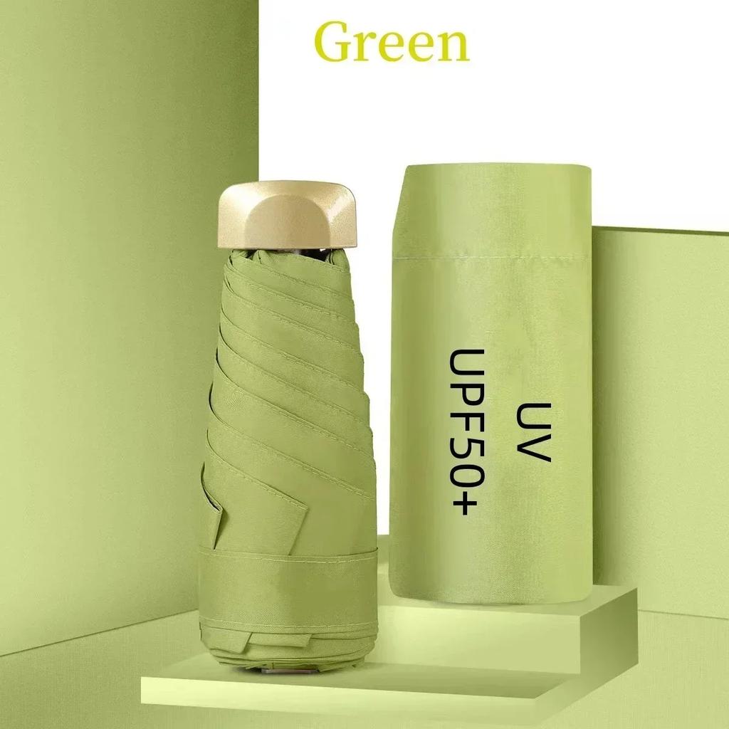 Umbrella Vinyl Folding Umbrella UV UPF50+ Mini Sun Umbrella Small Pocket Rain Travel Protection Sun Shade Pocket Parasol Capsule