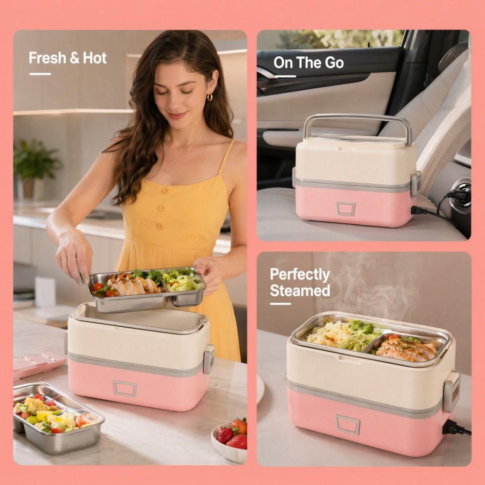 Leaf-proof Electric Heating Lunch Box Quick Heating Portable Insulated Lunchbox For Office Workers