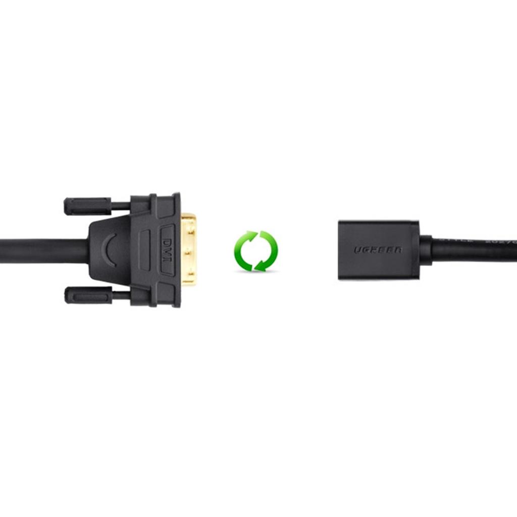 Ugreen Compact 15cm DVI Male to HDMI Female Converter Adapter - Black (Model 20118)
