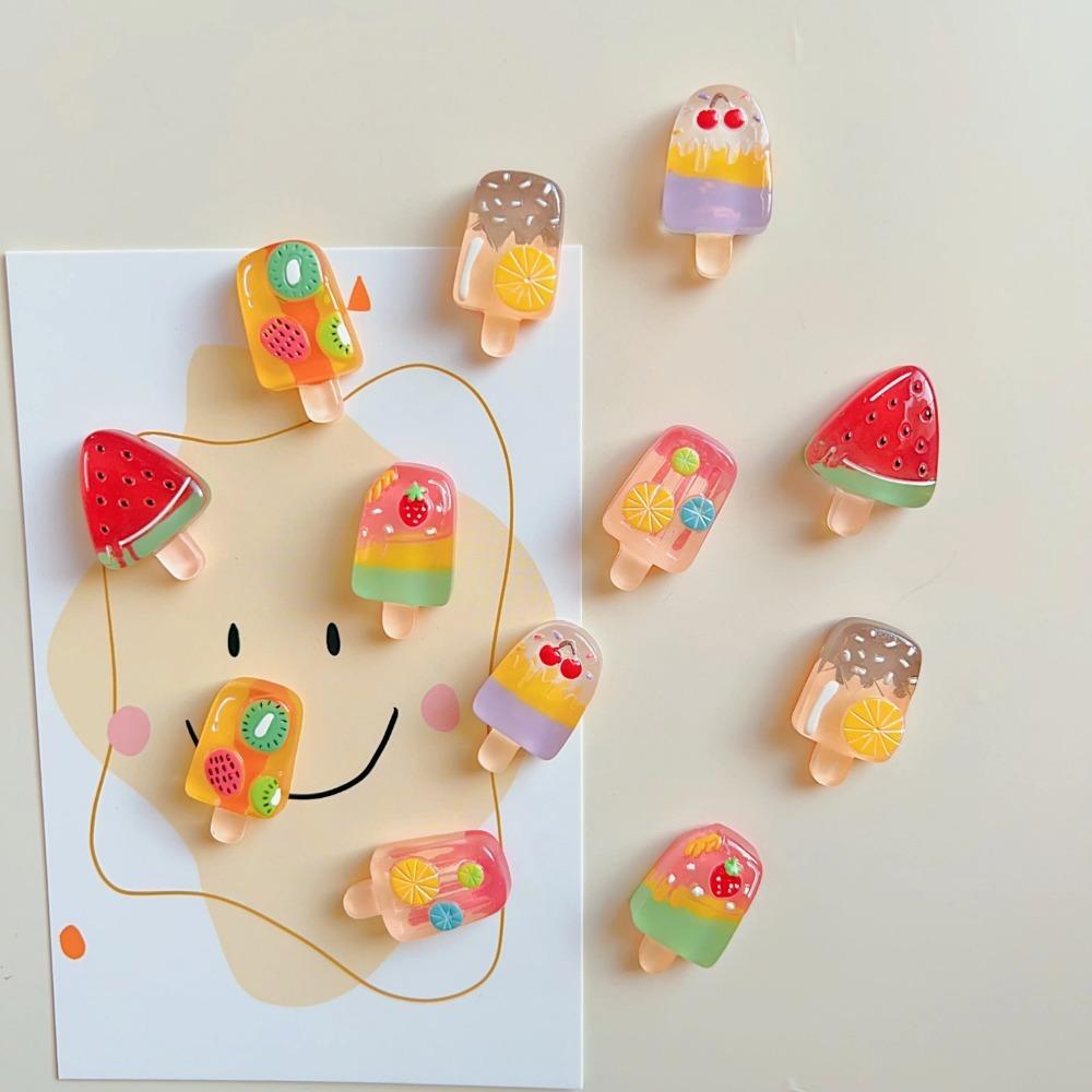 6 шт. Набор для холодильника] Набор из 6 шт. Фрукты и Мороженое для Холодильника Дизайны: Клубника, АрбузДвусторонний скотч отсутствует.