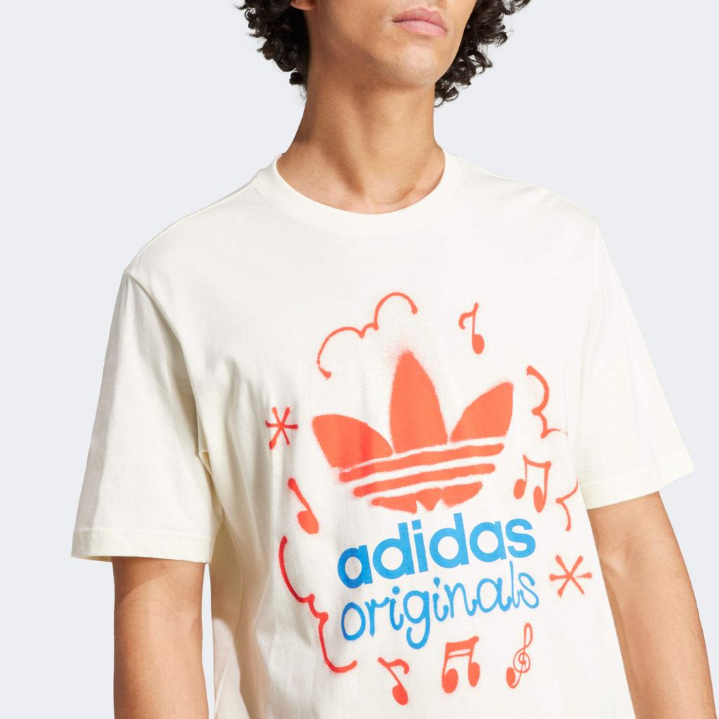 Adidas Футболка Originals Letter Logo Pattern Printed с круглым вырезом и коротким рукавом, мужская, бежевая IS2895