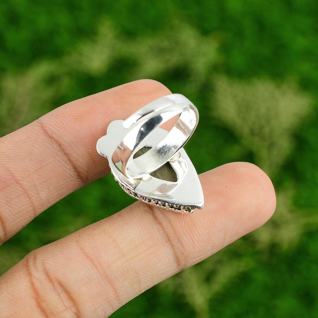 Third Eye Chakra Natural Labradorite Rough New Stackable Ring Jewelry 925 Silver