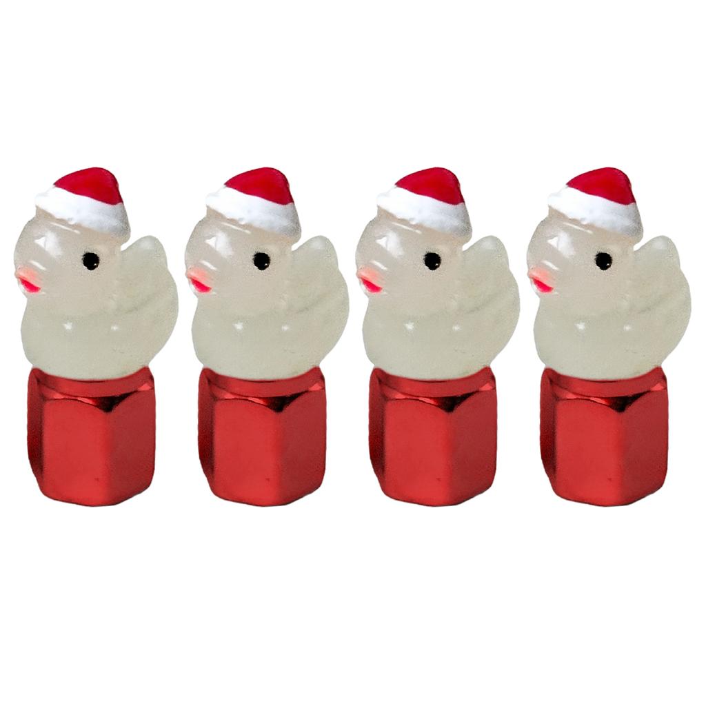 4Pcs Christmas Duck Glow in The Dark Tire Valve Caps Auto Tire Valve Stem Caps Tire Air Valve Caps for Cars Motorcycles Bicycles
