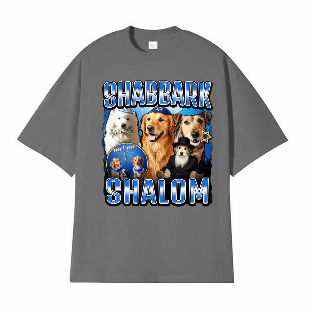 Vintage Classic Shabbark Shalom Jewish Dog Print T-Shirt Unisex Women Oversized Loose Short Sleeve T Shirts Casual Fashion T-Shirts