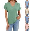 Women's Fashion Solid Color U Neck Short Sleeved Pullover Casual T-shirt Top