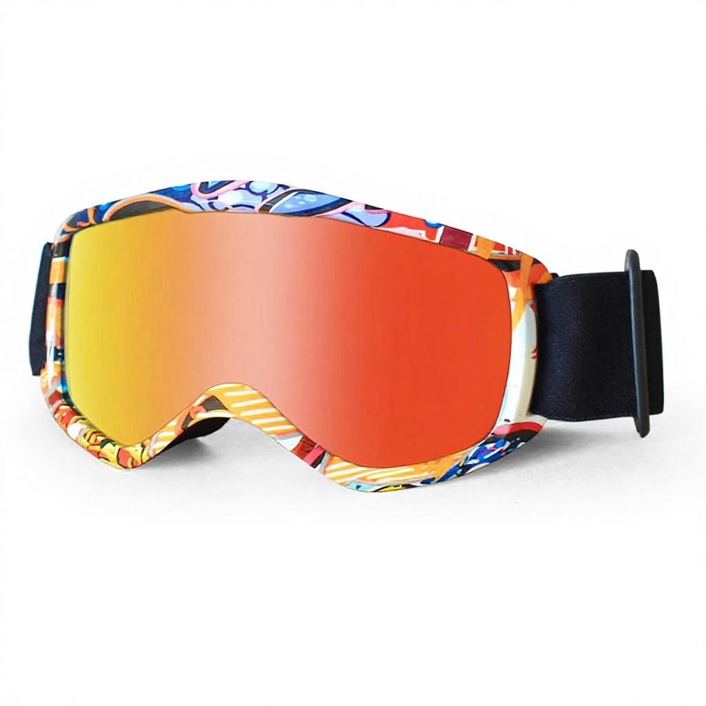 Fashionable Kids Ski Goggles Winter Outdoor Sports Glasses with Mirrored Lenses Children Windproof PC Frame for Snowboarding