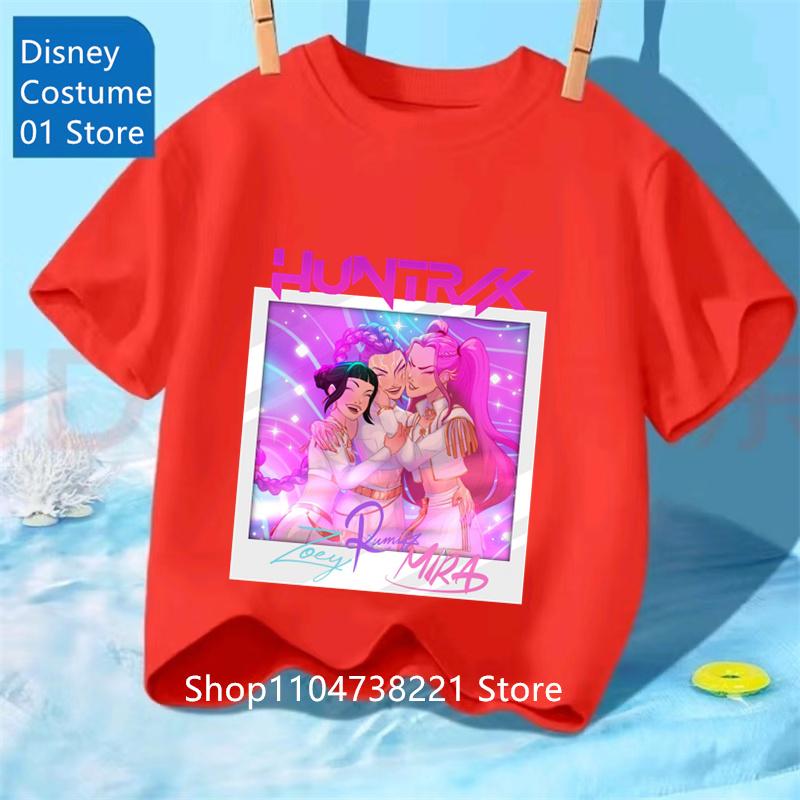 Toddler Girl Clothes Kpop Demon Hunters Cartoon Tee Shirt Funny Gift for Fans Harajuku Cool Kids T-shirts Summer Tops