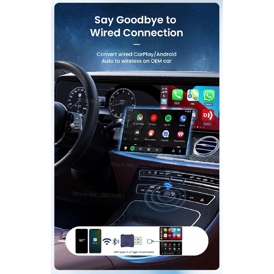 Carlinkit Wireless Carplay Adapter Mini Ultra Android Auto Box USB Plug & Play Seamless Connection for OEM Car Wired to Wireless
